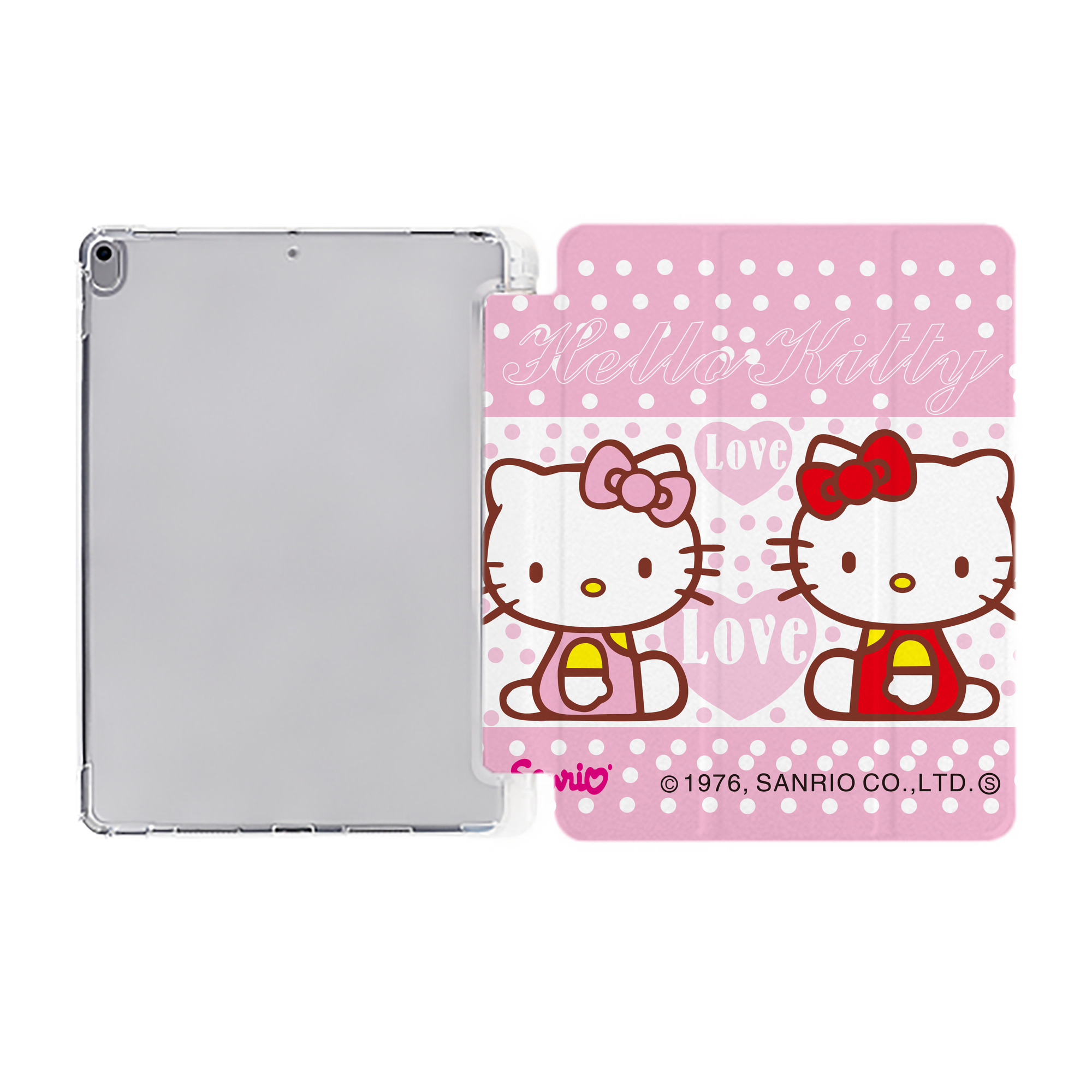 （画像用） Hello Kitty ハローキティ IPad ケース ペン収納付き 三つ折りスタンド PUレザー×シリコン 対応機種9.5/10.5/10.9インチ